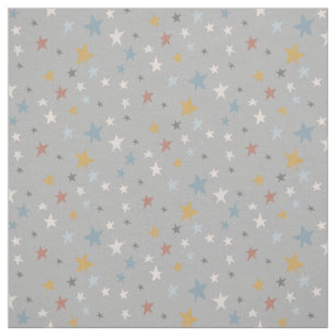 Neutrales Gray Scattered Stars Gold Baby Kinderzim Stoff