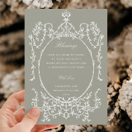 Neutrales Green Classic Vintag Frame Foto Feiertagskarte