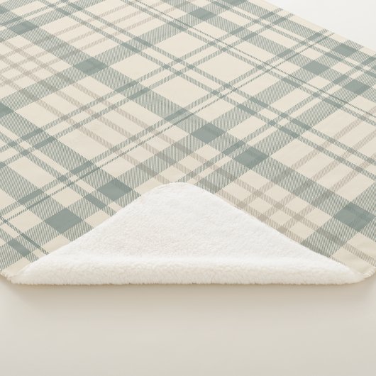 Neutrales Grün Beige Karo Sherpadecke (3/4)