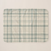 Neutrales Grün Beige Karo Sherpadecke (Vorderseite (Horizontal))