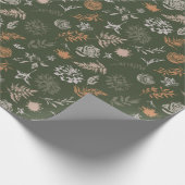Neutrales, grün gefärbtes Blumenmuster Geschenkpapier (Ecke)