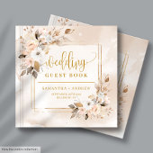 Neutrales Herbstbuch Boho Floral Gold Hochzeit Gäs Gästebuch