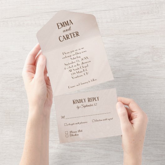 neutrales Hochzeitdesign All In One Einladung (Abreißtisch)