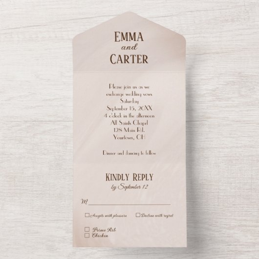 neutrales Hochzeitdesign All In One Einladung (Innen)