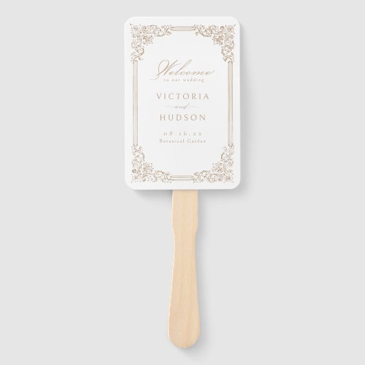 Neutrales Hochzeitsprogramm für Vintage Rahmen Fächer (Vorderseite)