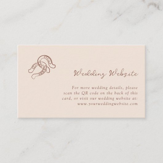 Neutrales Horseshoe | QR-Code für Hochzeitsseiten Begleitkarte (Vorderseite)