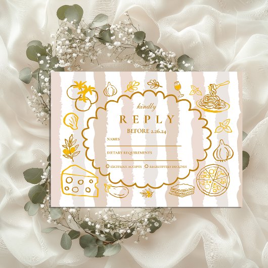 neutrales italienisches Hochzeitdesign RSVP Karte