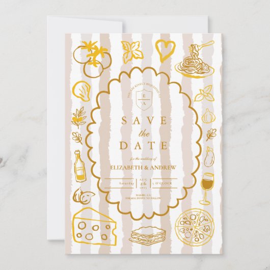 neutrales italienisches Hochzeitdesign Save The Date (Vorderseite)