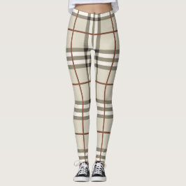 Neutrales Karo Kuschel Klassisches Muster Leggings