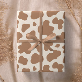 Neutrales Kuhdruck Western Cowboy Beige Braun Geschenkpapier