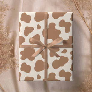 Neutrales Kuhdruck Western Cowboy Beige Braun Geschenkpapier