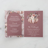 Neutrales Kürbis-Blumen-QR-Code-Staubrose-Hochzeit Einladung (Innenseite)