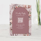Neutrales Kürbis-Blumen-QR-Code-Staubrose-Hochzeit Einladung (Rückseite)