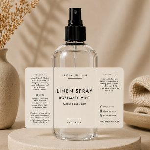 Neutrales Linen 4oz Sprühflaschenetikett