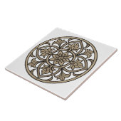 Neutrales Mandala in beiger Keramikfliese (Seite)