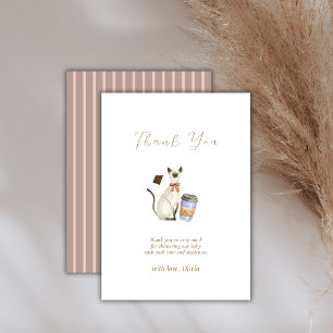 Neutrales Minimal Café Bébé Katze Kaffee Baby Show Dankeskarte