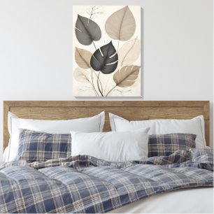 Neutrales minimales Leaf Moderne botanische Kunst Leinwanddruck
