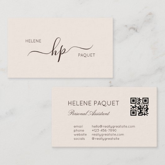 Neutrales Minimalistisches Berufliches Monogramm C Visitenkarte (Vorne/Hinten)