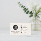 Neutrales Minimalistisches Logo mit Social Media I Visitenkarte (Stehend Vorderseite)