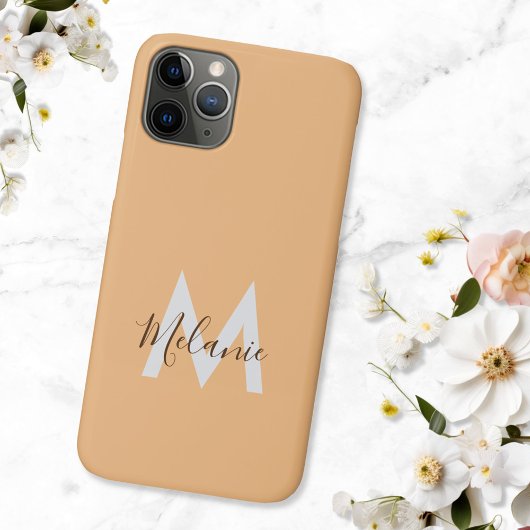 Neutrales Minimalistisches modernes Orangenmonogra Case-Mate iPhone Hülle