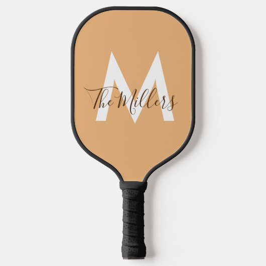 Neutrales Minimalistisches modernes Orangenmonogra Pickleball Schläger (Vorderseite)