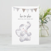 Neutrales, modernes Baby Elephant Party laden ein (Stehend Vorderseite)