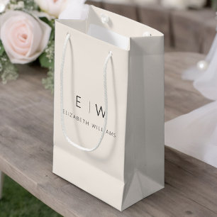 Neutrales Modernes Minimalistisches Monogramm Name Kleine Geschenktüte