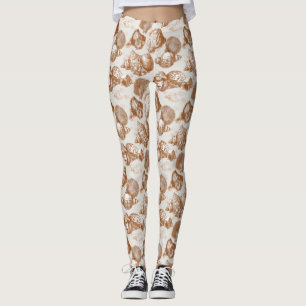 Neutrales nautisches Muscheldesign im Küsten-Toile Leggings