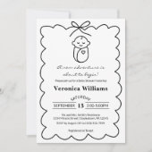 Neutrales Niedliches Baby & Bow Moderne Babydusche Einladung (Vorderseite)