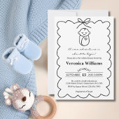 Neutrales Niedliches Baby & Bow Moderne Babydusche Einladung