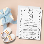 Neutrales Niedliches Baby & Bow Moderne Babydusche Einladung