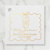 Neutrales Niedliches Baby & Bow Moderne Babydusche Geschenkanhänger (Vorderseite)