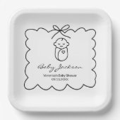 Neutrales Niedliches Baby & Bow Moderne Babydusche Pappteller (Vorderseite)