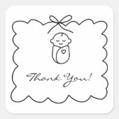 Neutrales Niedliches Baby & Bow Moderne Babydusche Quadratischer Aufkleber (Vorderseite)