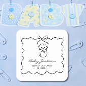 Neutrales Niedliches Baby & Bow Moderne Babydusche Rechteckiger Pappuntersetzer