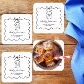 Neutrales Niedliches Baby & Bow Moderne Babydusche Rechteckiger Pappuntersetzer