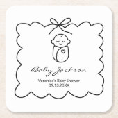 Neutrales Niedliches Baby & Bow Moderne Babydusche Rechteckiger Pappuntersetzer (Vorderseite)