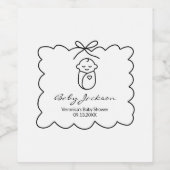 Neutrales Niedliches Baby & Bow Moderne Babydusche Weinetikett (Einzelnes Label)