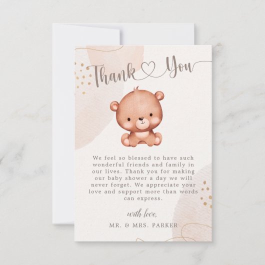 Neutrales Niedliches Bärenwasser Babydusche Dankeskarte (Vorderseite)