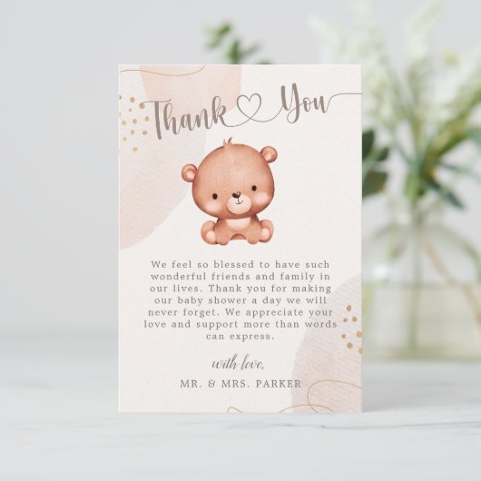 Neutrales Niedliches Bärenwasser Babydusche Dankeskarte (Stehend Vorderseite)