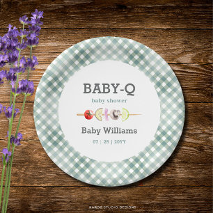 Neutrales Paarbaby Q-Barbecue-Baby-Party Pappteller