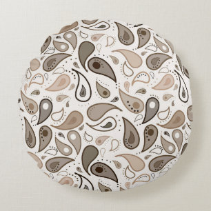 Neutrales Paisley Muster 16 x 16 Rundwurfkissen Rundes Kissen