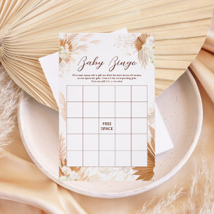 Neutrales Pampasgras BINGO Baby Shower Spiel Flyer