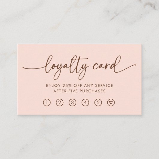 Neutrales Peach und Braunes Handgeschriebenes Skri Treuekarte (Vorderseite)