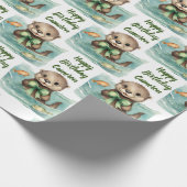 Neutrales Personalisiertes Baby Otter Geschlecht Geschenkpapier (Ecke)