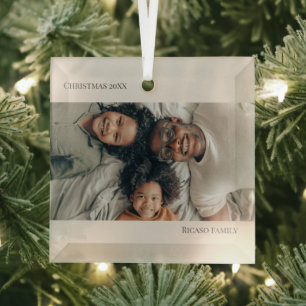 Neutrales Personalisiertes Foto Ornament Aus Glas