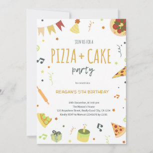 Neutrales Pizza Party Minimalistisch Moderne Einla Einladung