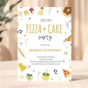 Neutrales Pizza Party Minimalistisch Moderne Einla Einladung
