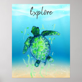 Neutrales Poster für niedliche Erkundung der Meere