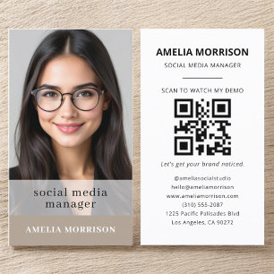 Neutrales QR-Foto Minimalistisch Beruflich Visitenkarte